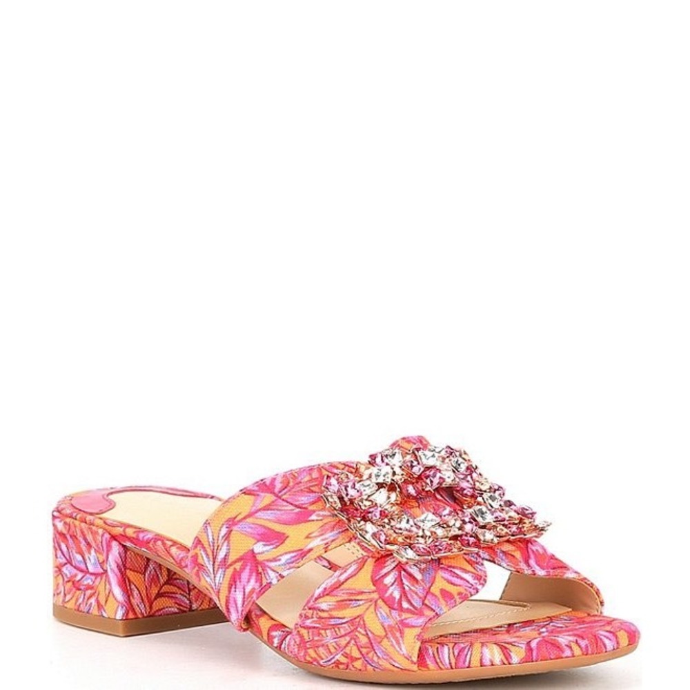 Alex‎ Marie Pink Heel Sandals Rhinestone Buckle Sz 7 New
